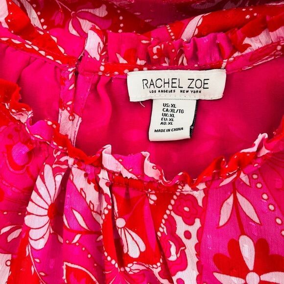 Rachel Zoe pink & white polyester lined top,  stand up pleated collar size XL. - Picture 8 of 8